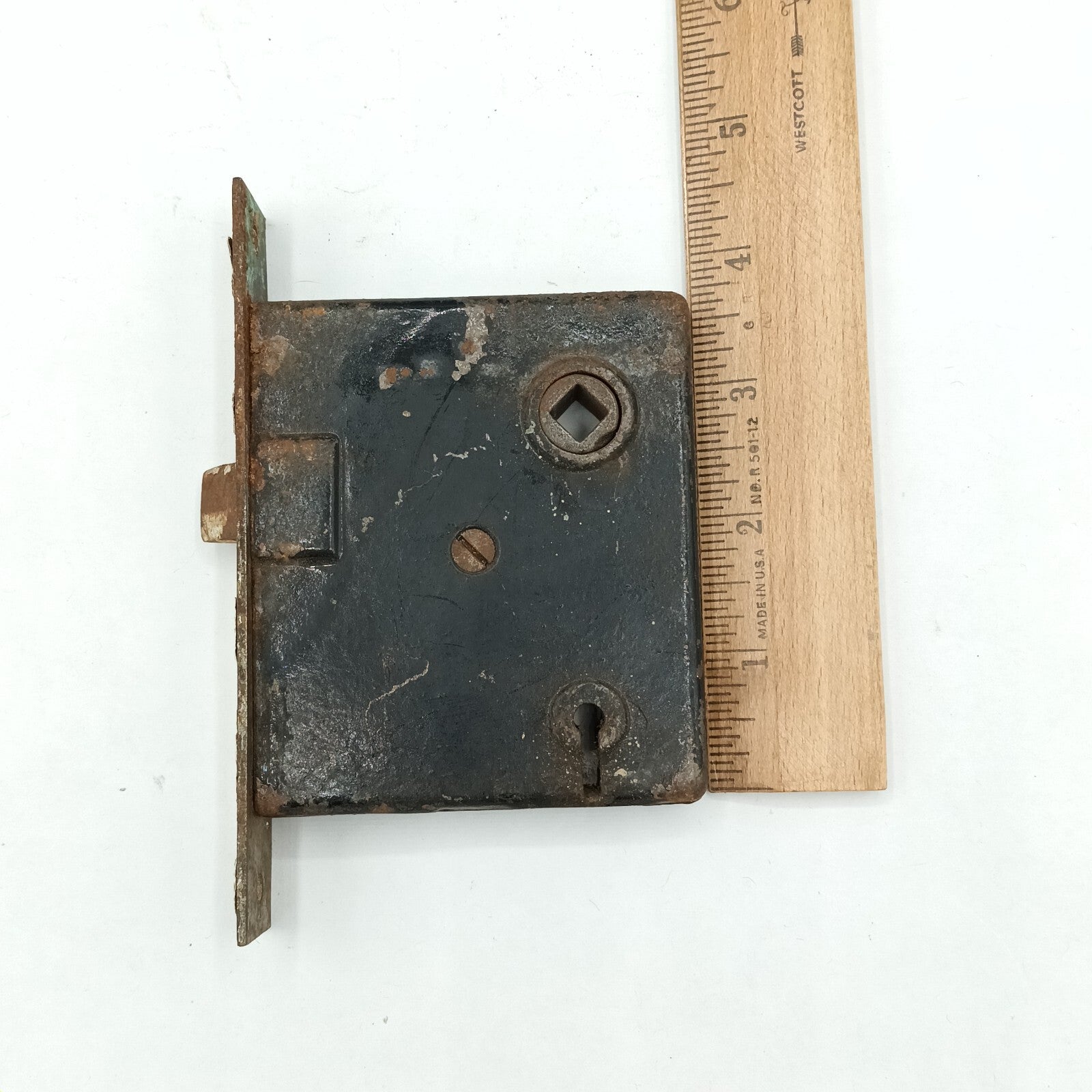Vintage Mortise Lock Door Hardware Salvage Skeleton Keyhole NO Key B372