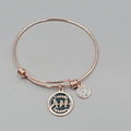 LA Rose Gold Tone Friends Forever Charm Bracelet Bangle  7.75"