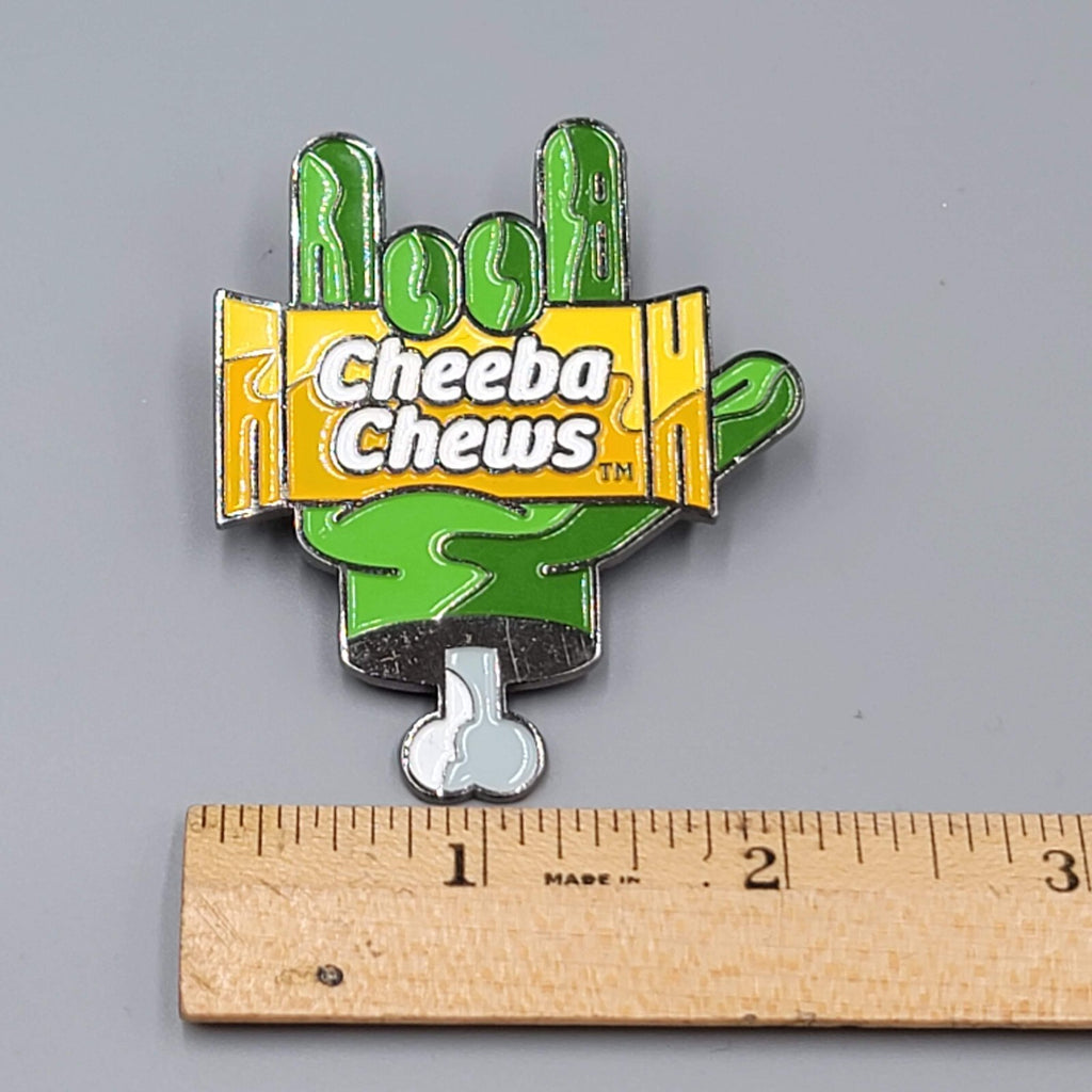 Cheeba Chews Enamel Lapel Hat Pin Large Green Hand 2 3/8"