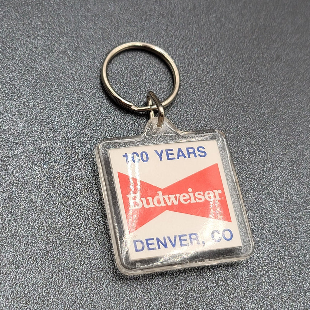Budweiser Breweriana Beer Key Chain Ring 100 Years Denver CO Vintage