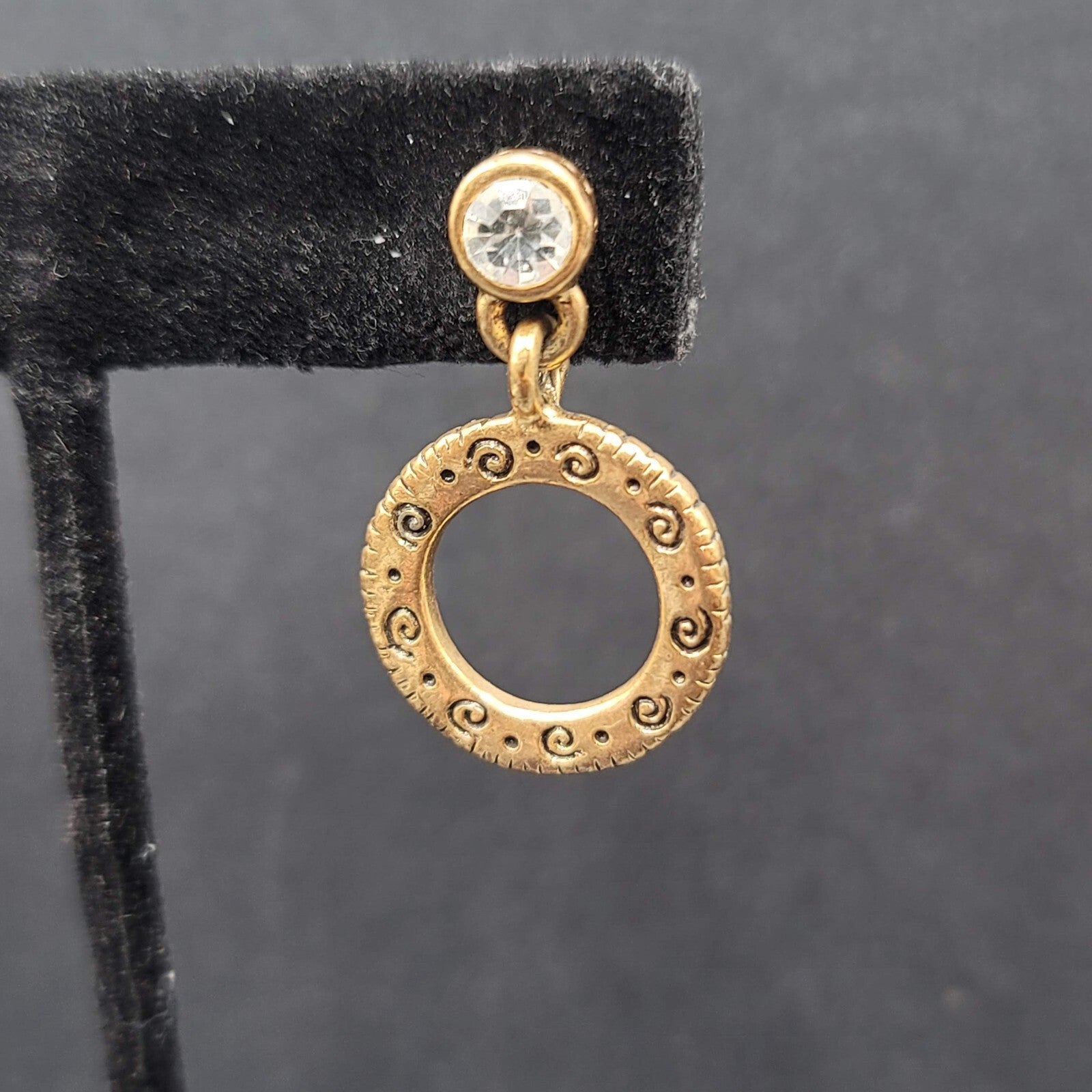 Pierced Earrings TAKE CHANCES FIND A PASSION Gold tone Dangle Hidden  1 1/8"