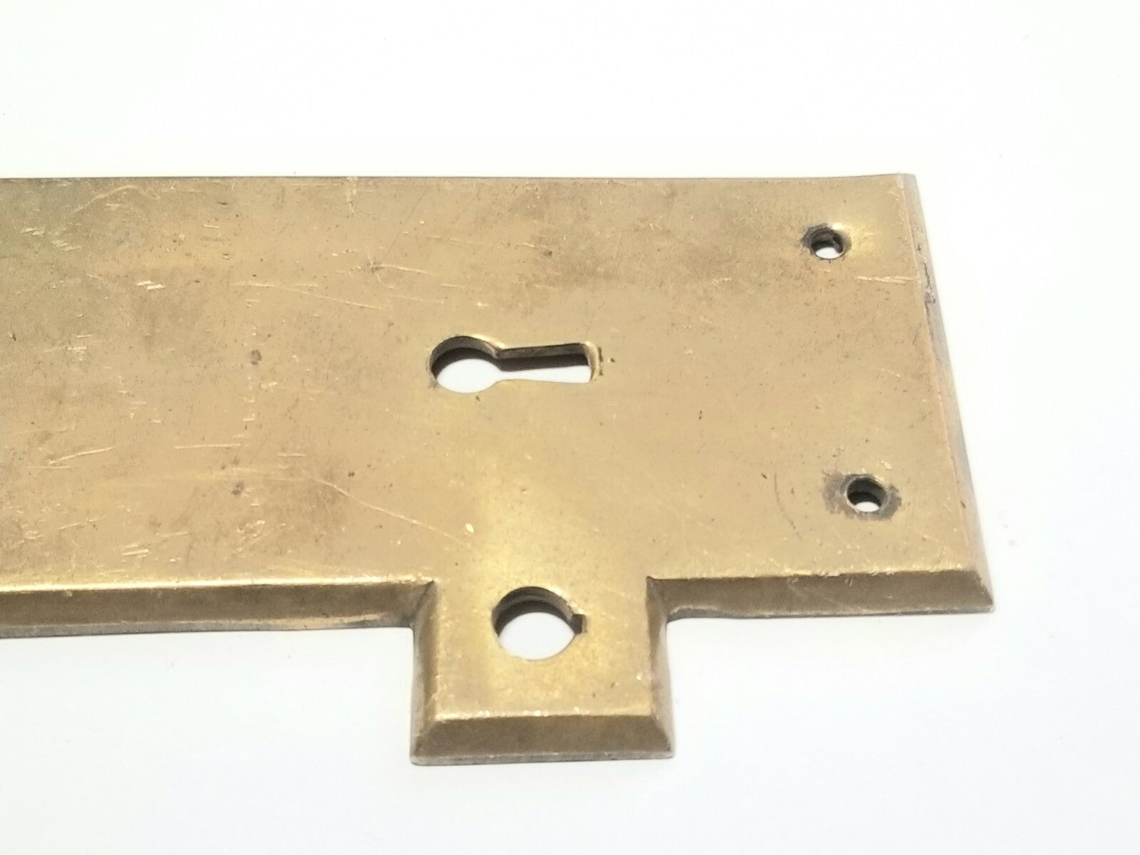 Antique Brass Bronze Door Knob Backplate w/ Skeleton keyhole & Thumb lock hole