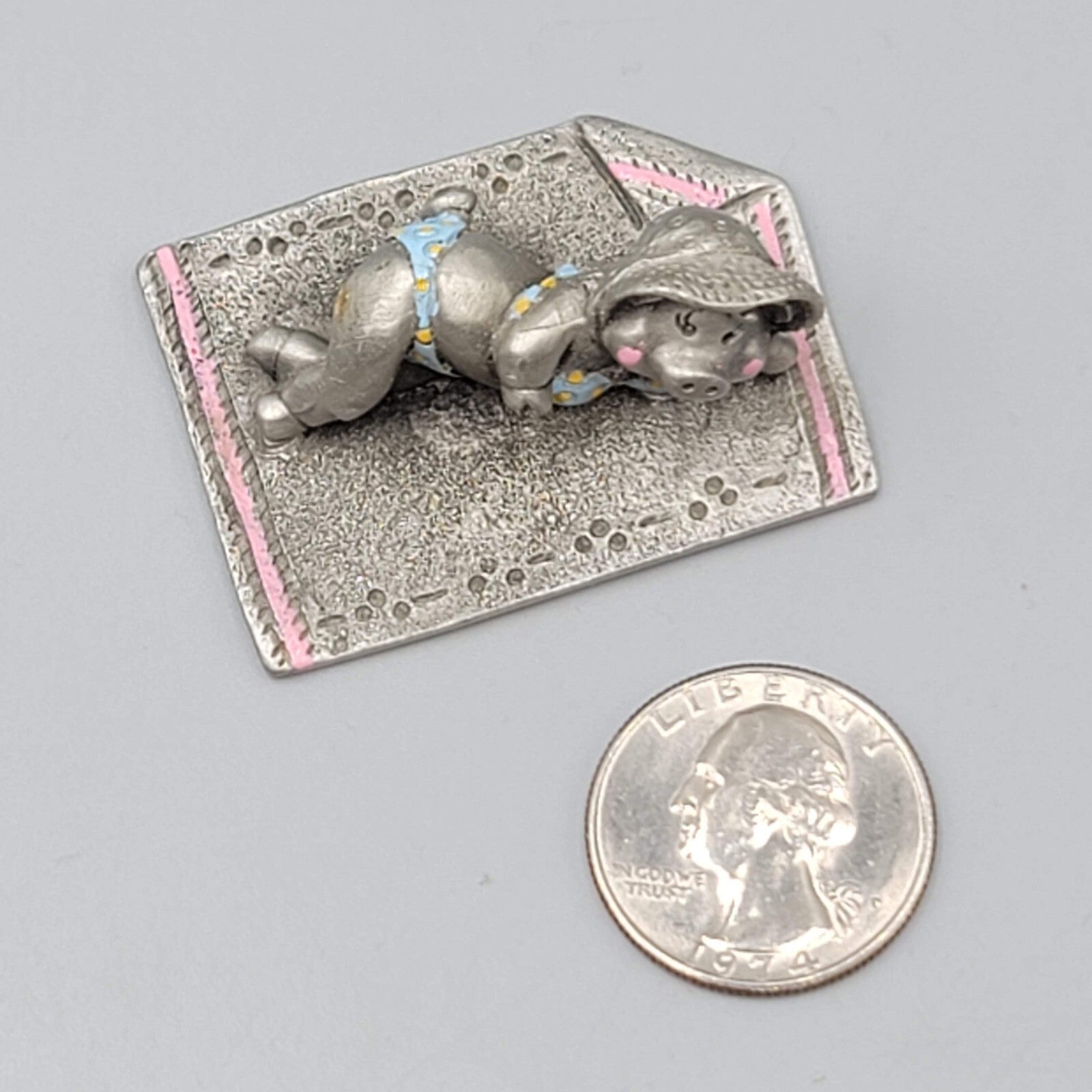 VTG Hudson Fine Pewter Pig wear swimsuit Anthropomorphic Miniature Figurine 3428