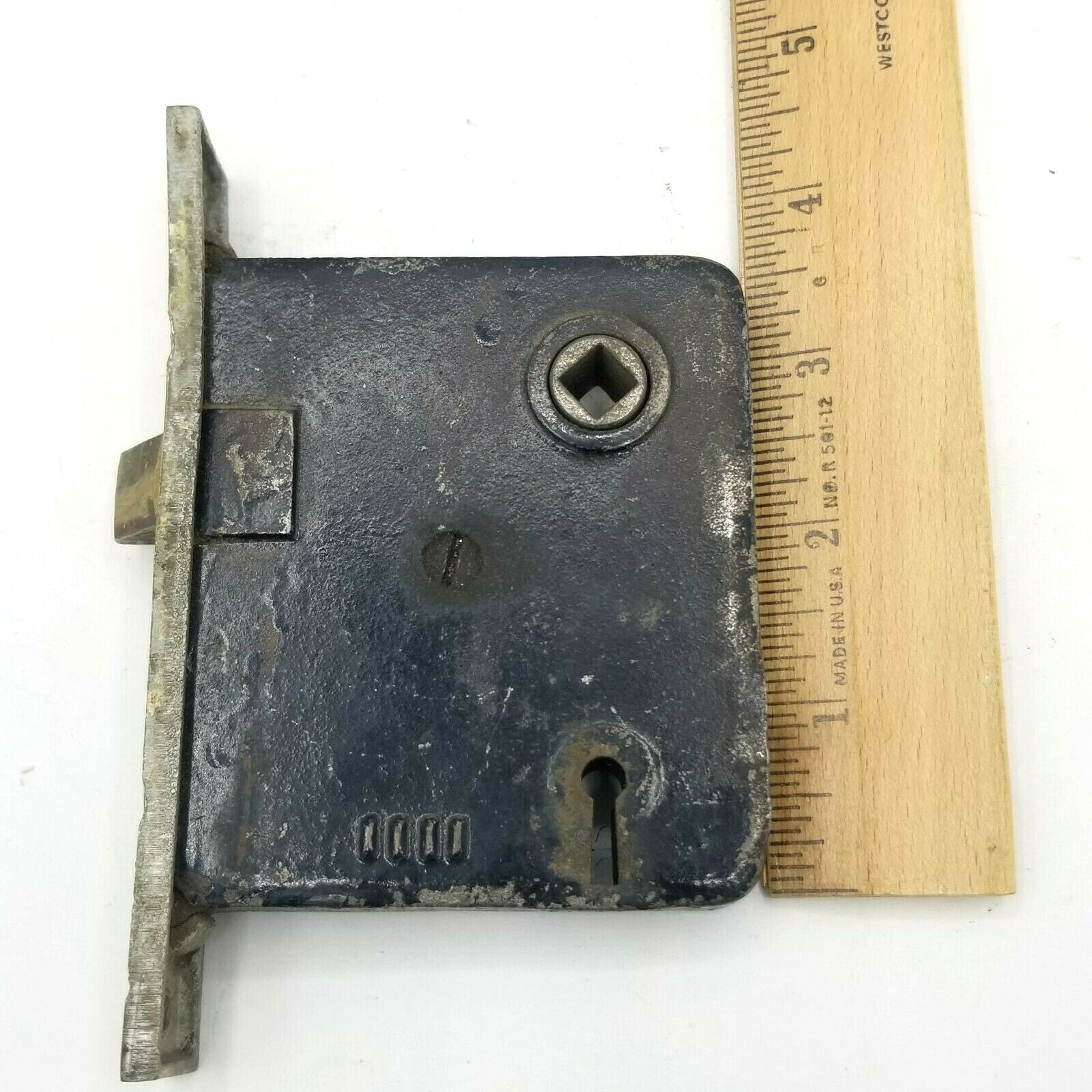 Vintage Cast Iron Door Mortise Lock Salvage Hardware Skeleton Key hole  B152