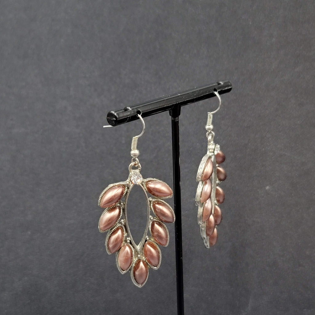 Pierced Earrings Silver tone Rhinestone Acrylic Dangle 1 7/8"