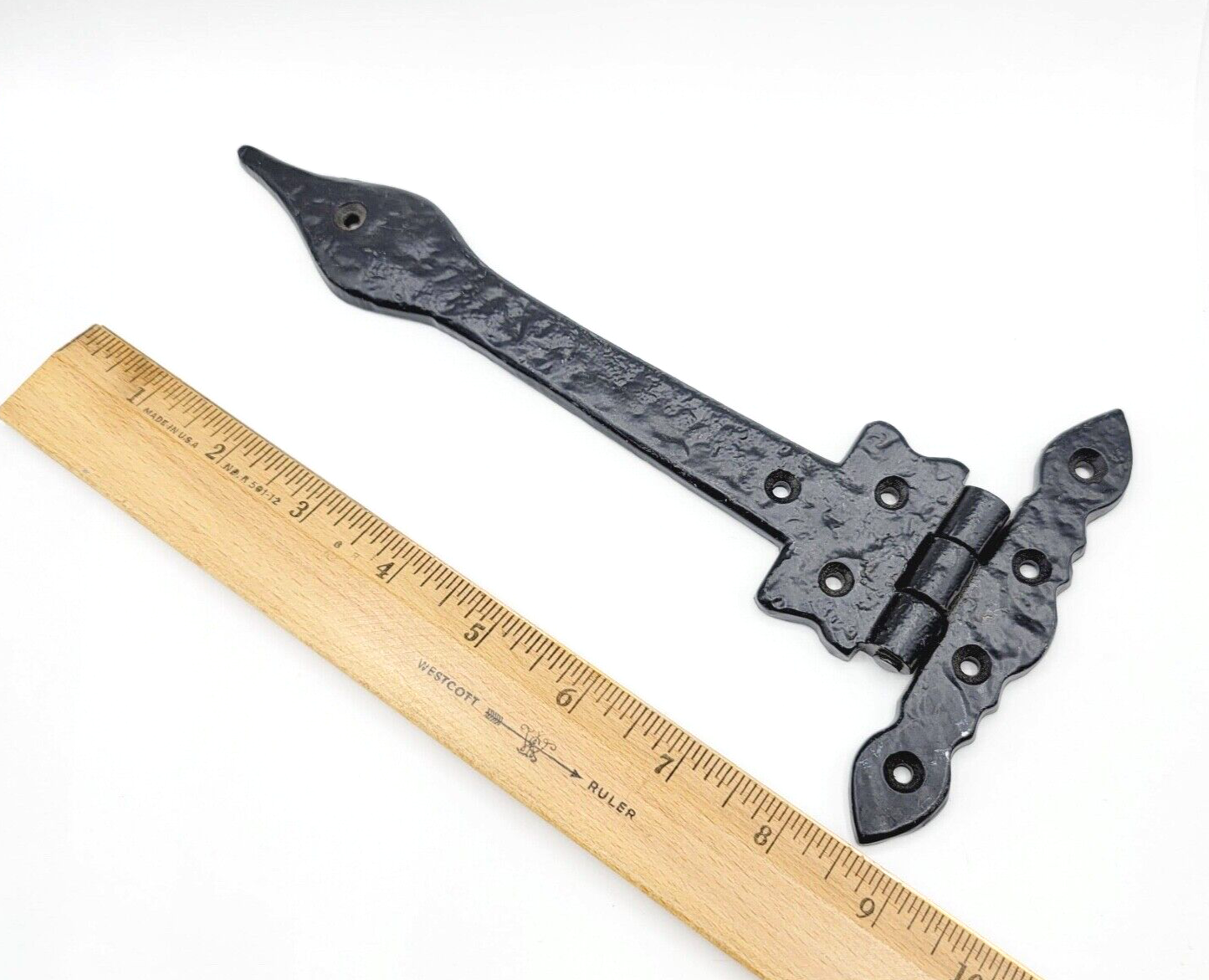 Vintage Heavy Duty Gate Hinge 8" Decorative Outdoor T Strap Hinge Salvage