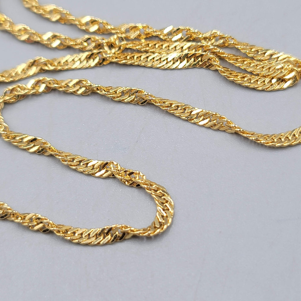Vintage Twist Herringbone Chain Necklace Gold Plated Estate Costume Jewelry 20"