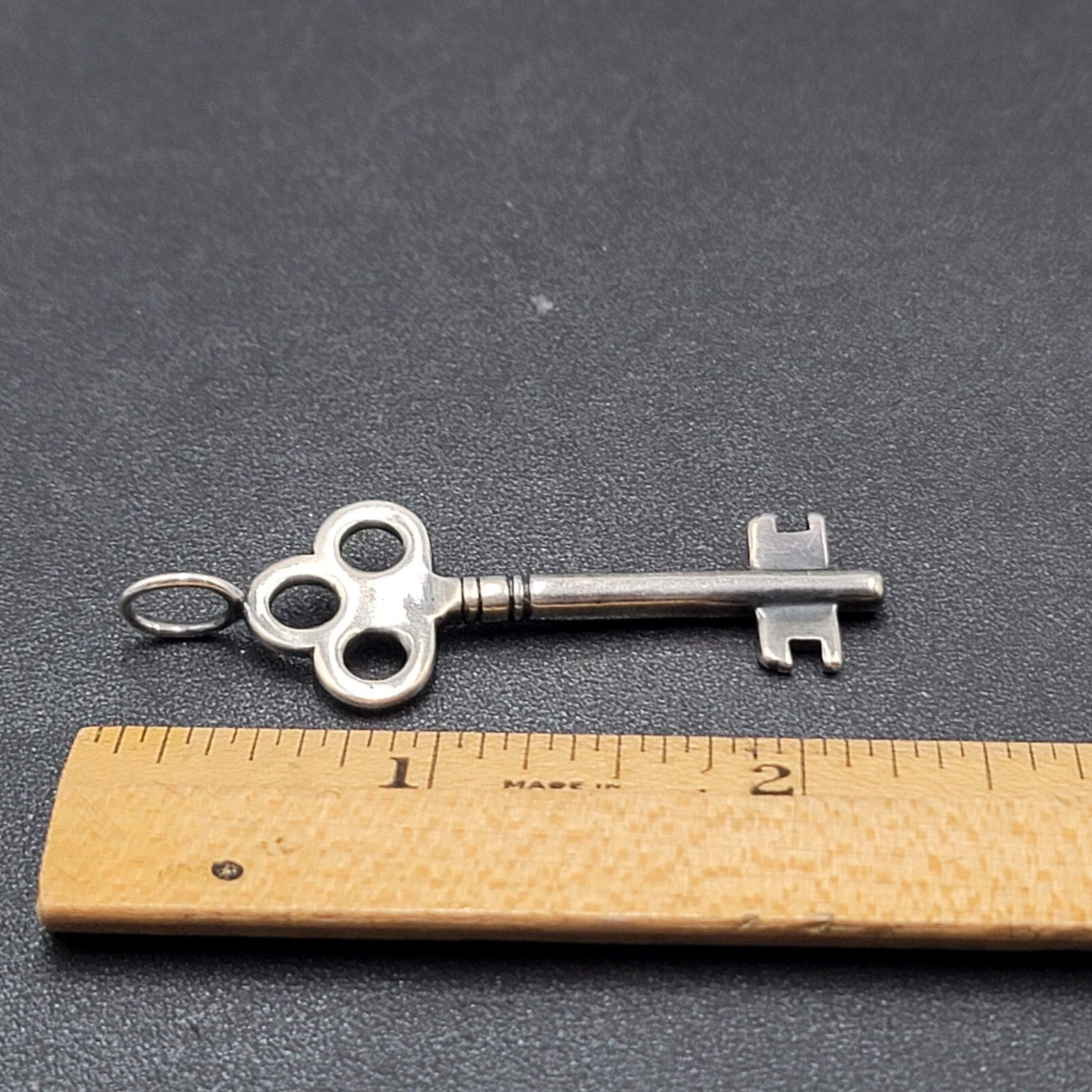 Skeleton Key Necklace Pendant Only Silver tone 2"