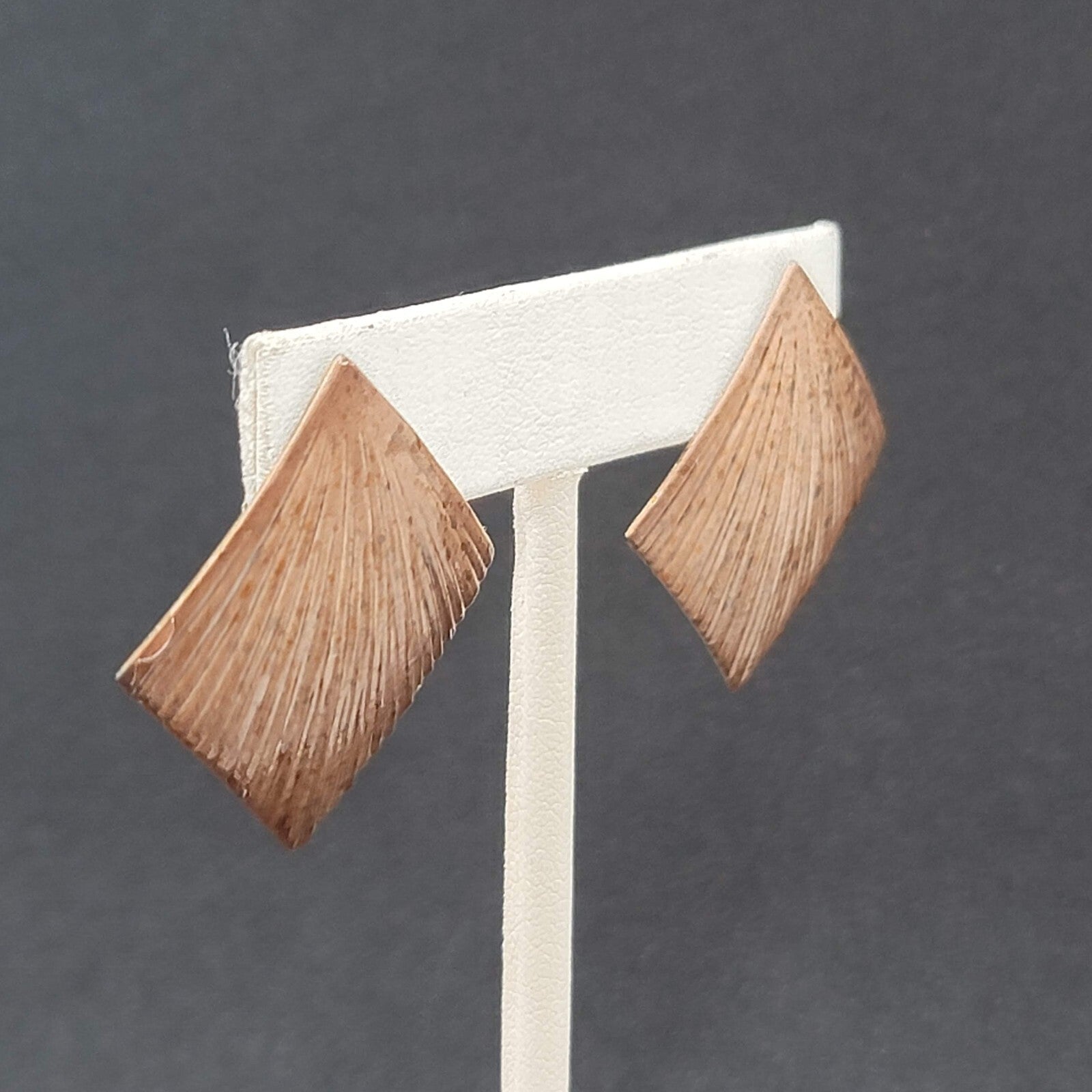 Vintage Pierced Earrings Painted Textured Square Drop 1 3/8"
