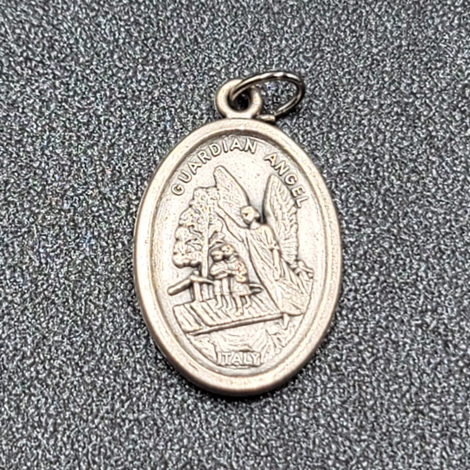 Saint Michael Guardian Angel Medal Pendant Italy Silver tone 1 Inch