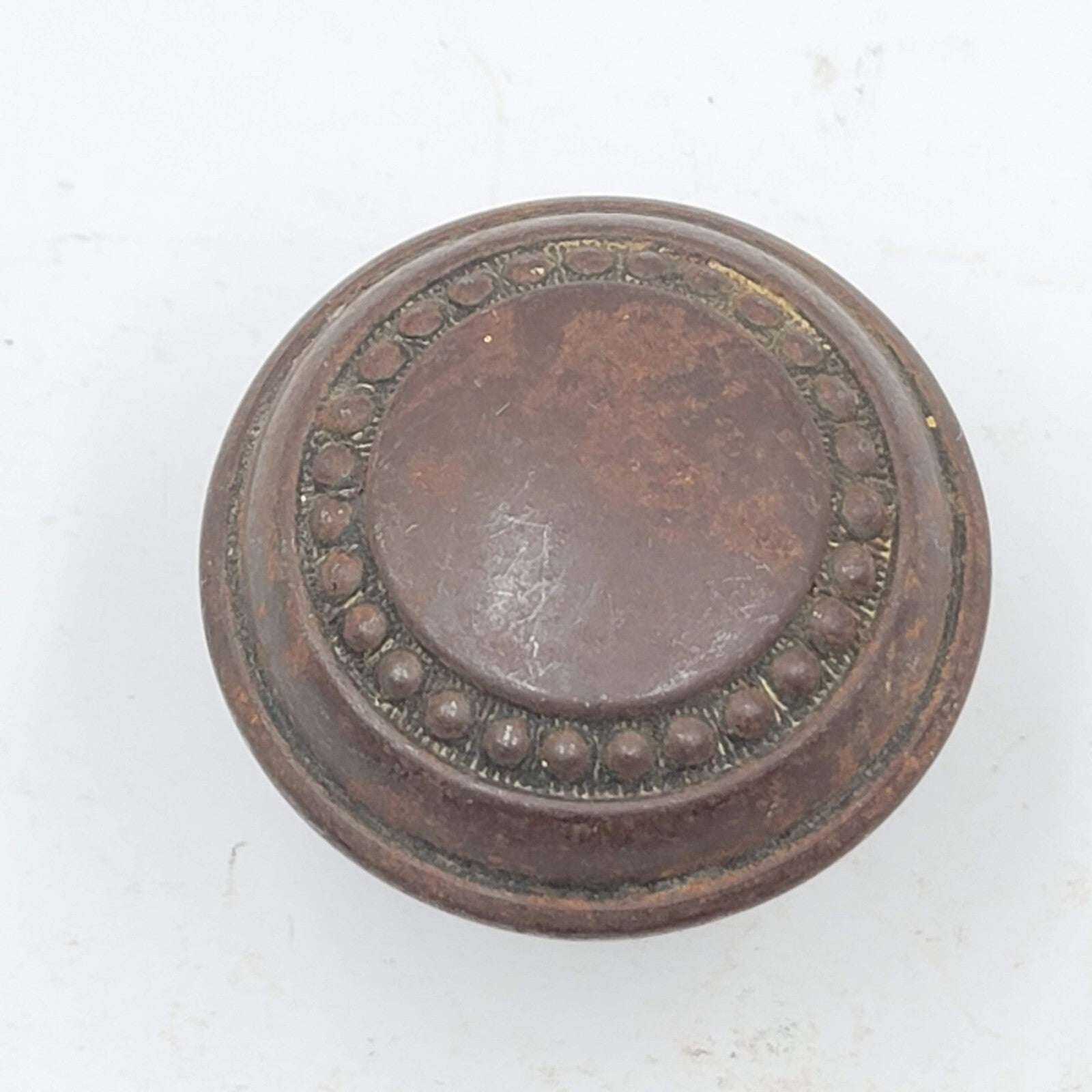 Vintage SINGLE Doorknob Gray Steel Beaded Rusty Salvage Door Hardware 2.25"