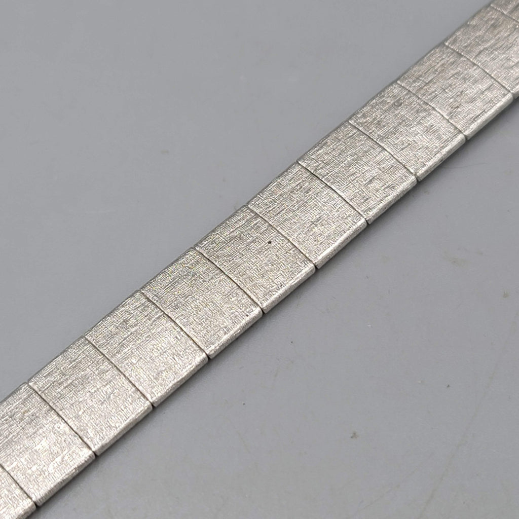 Vintage Emmons Bracelet Silver tone Etched Panel 6.75 in