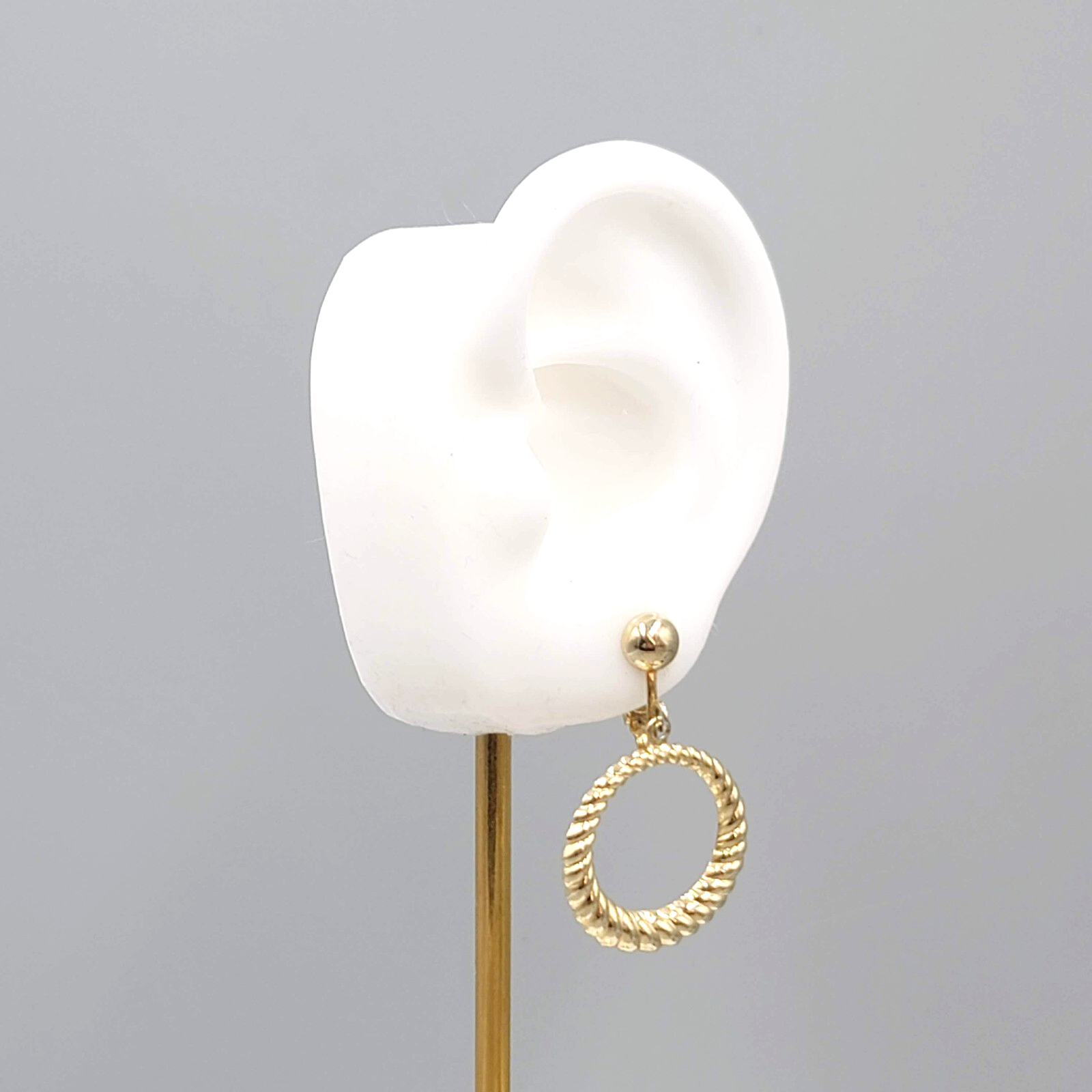 Vintage Gold toen Dangle Clip on Earrings Twist Open Circle Lightweight 1"
