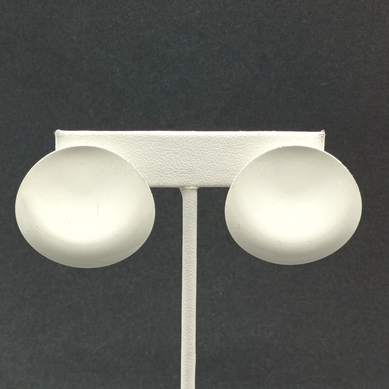 Vintage Pierced Earrings White Enamel Wavy Bent Metal Enamel Drop 1 1/4"