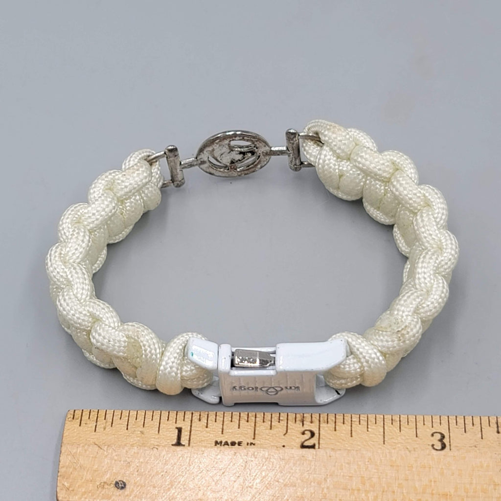 Knotology Paracord Bracelet White Braided Horse Charm Equestrian 7 in