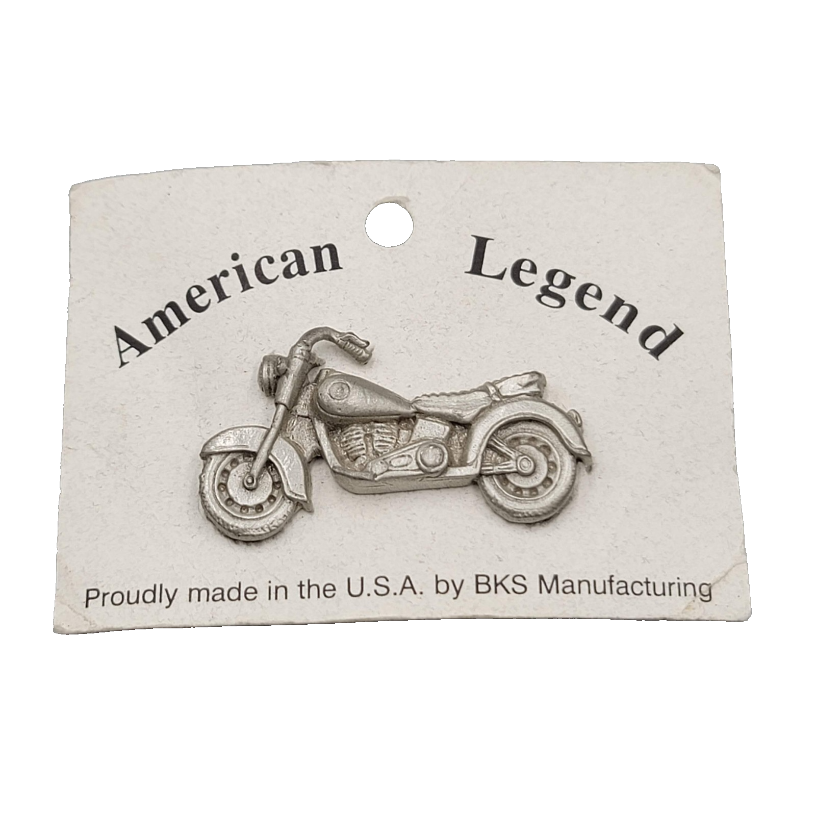 Vintage American Legend Motorcycle Pin Badge BKS Manufacturing USA Pewter Brooch