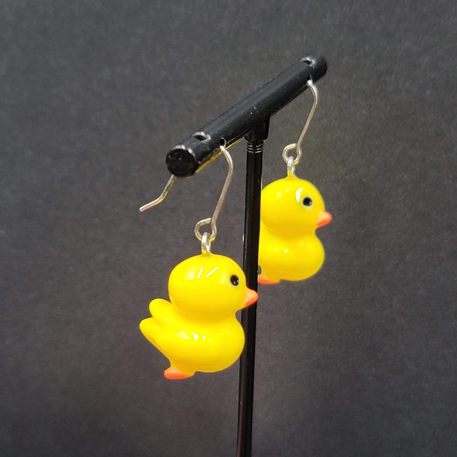 Rubber Duckie Pierced Earrings Yellow Acrylic Dangle 1"