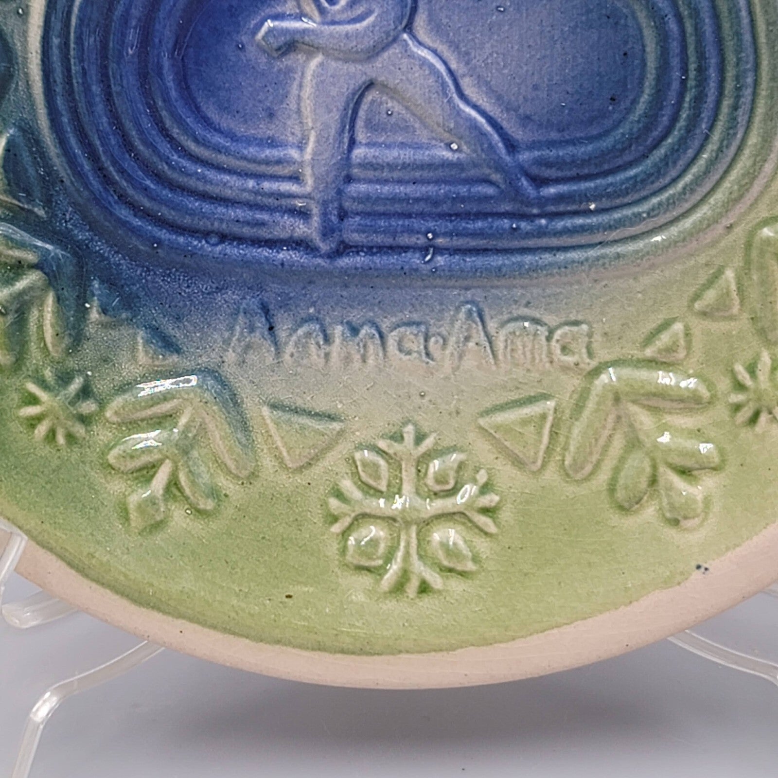 Vintage Collectible Plate Megeo Speen Skater Green Blue 5.5"