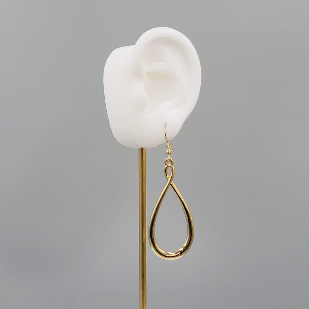 Twist Teardrop Pierced Earrings Gold tone Dangle 2.25"
