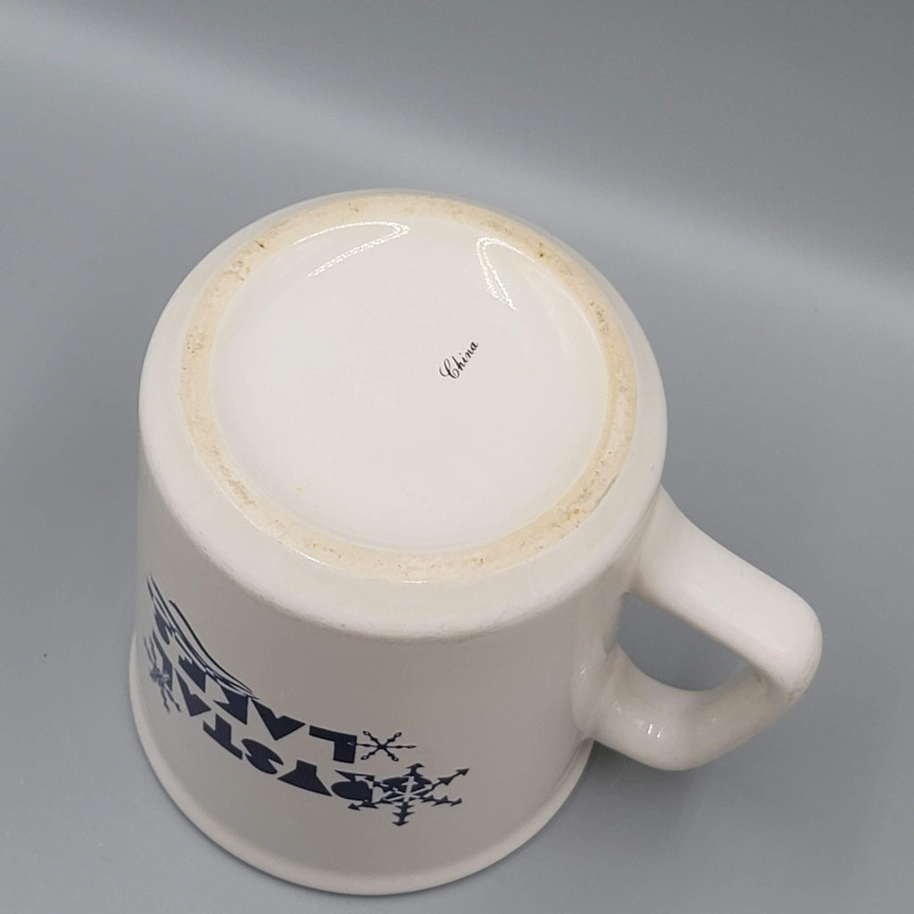 Crystal Lakes Coffee Mug Cup White Blue Logo Souvenir Collectible Vintage