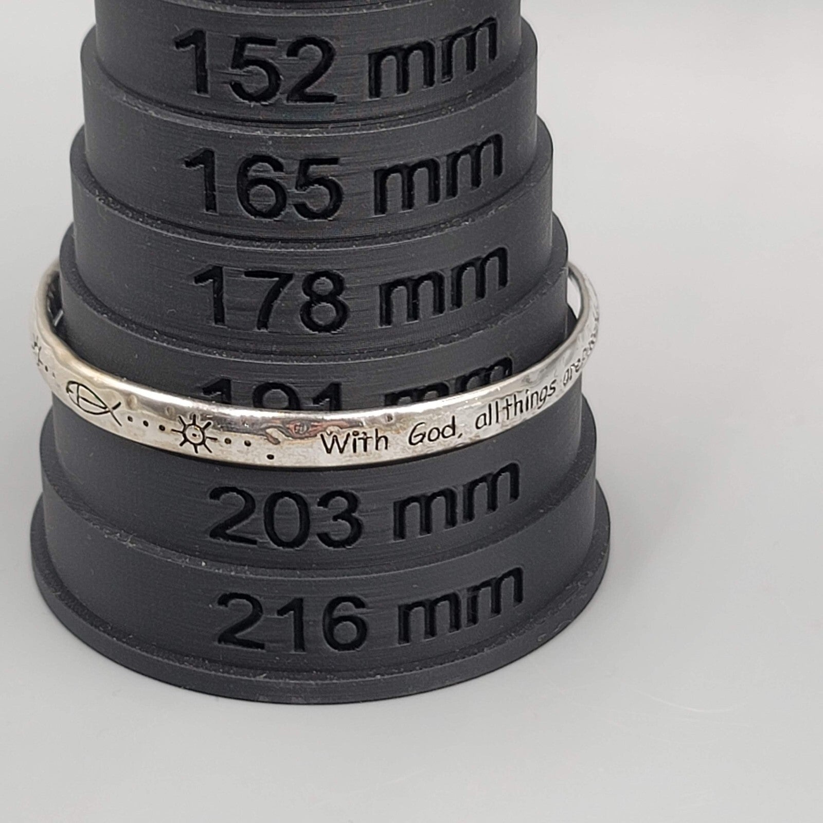 Matthew 19 Scripture Bangle Charm Bracelet Silver tone Fish Charm