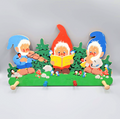 Vintage Grossman Winkl Garden Gnomes Childrens Wood Coat Hat Rack Germany