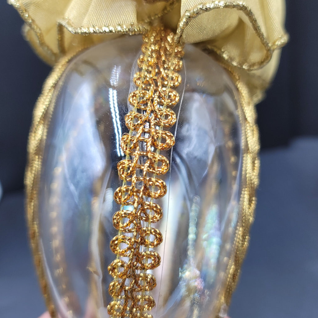 Hand Blown Iridescent Glass Heart Christmas Ornament Sun Catcher 7.5"