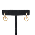 Double Small Hoops Pierced Earrings Gold tone Dangle 1"