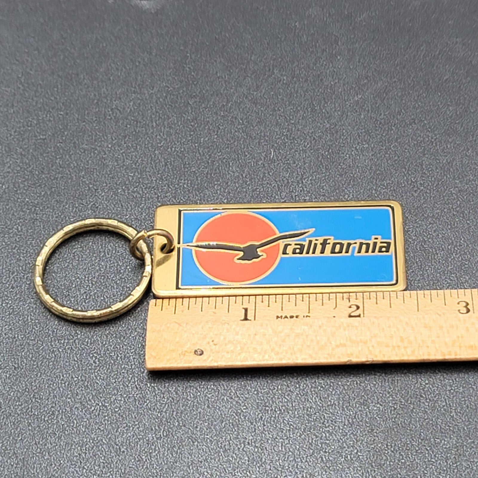 Vintage California Seagull Metal Keychain Souvenir 1980s 2 3/8"