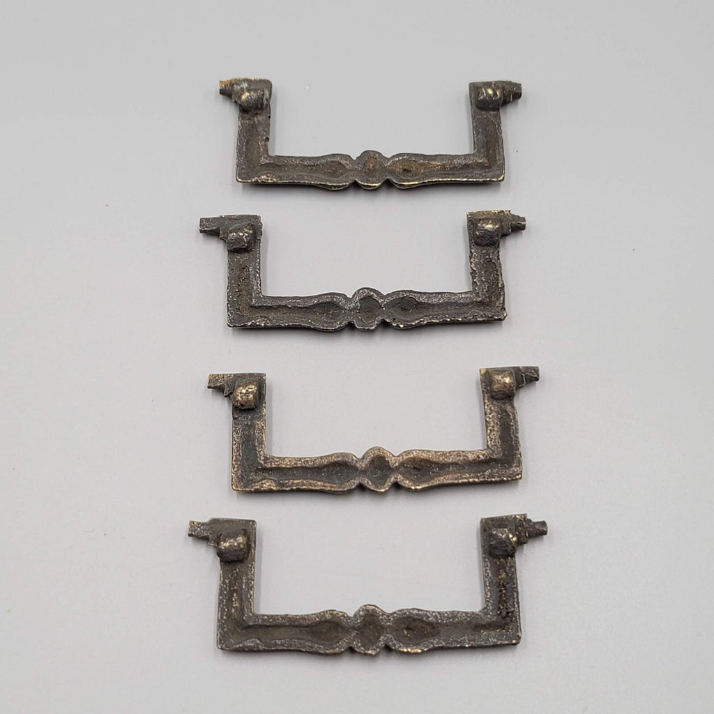 Vtg Leaf Brass Bail Drop Drawer Pull Hardware Set of 4 Reclaimed Part 3"