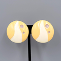 Vintage Artistic Round Acrylic Statement Clip on Earrings 1.25"