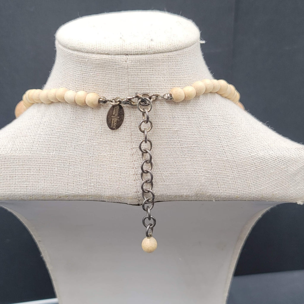 White House Black Market Graduated Wood Bead Double Strand Necklace 20"-22"