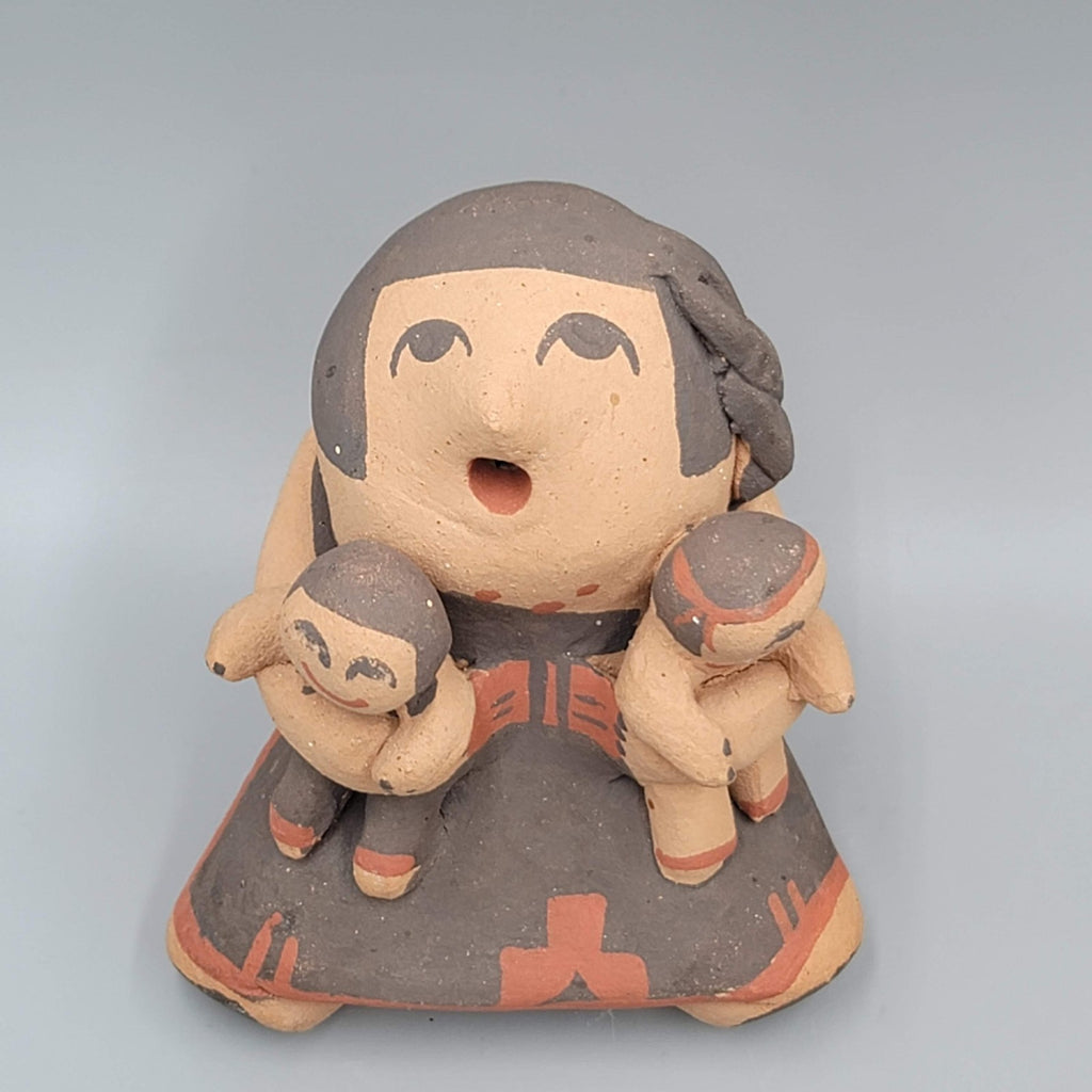Jemez Pueblo Native American Storyteller Figure 2 Babies Signed AW 3.5 in