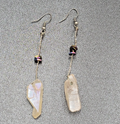 Artisan Crystal Pierced Earrings Boho Witchy Natural Dangle 2.75"