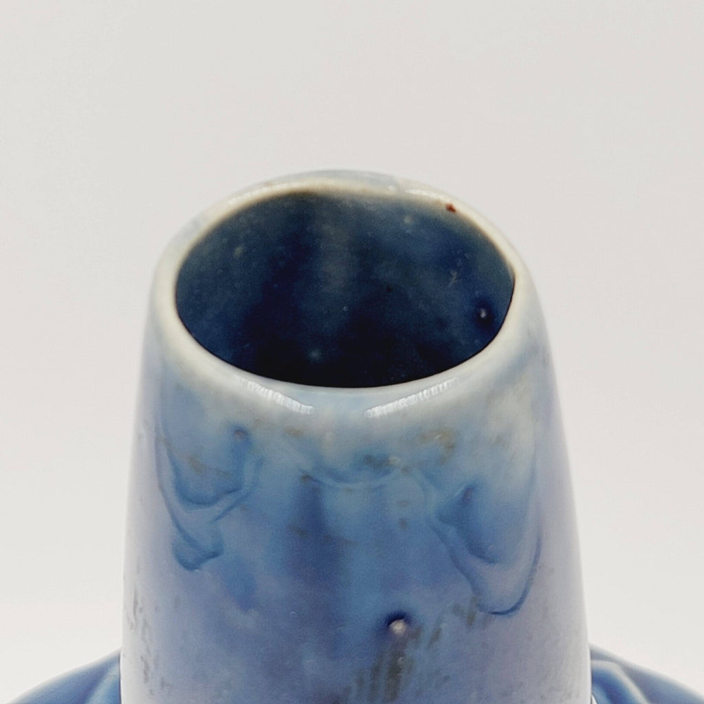 Art Pottery Vase Blue Glazed Geanie Bottle Decorative 8"