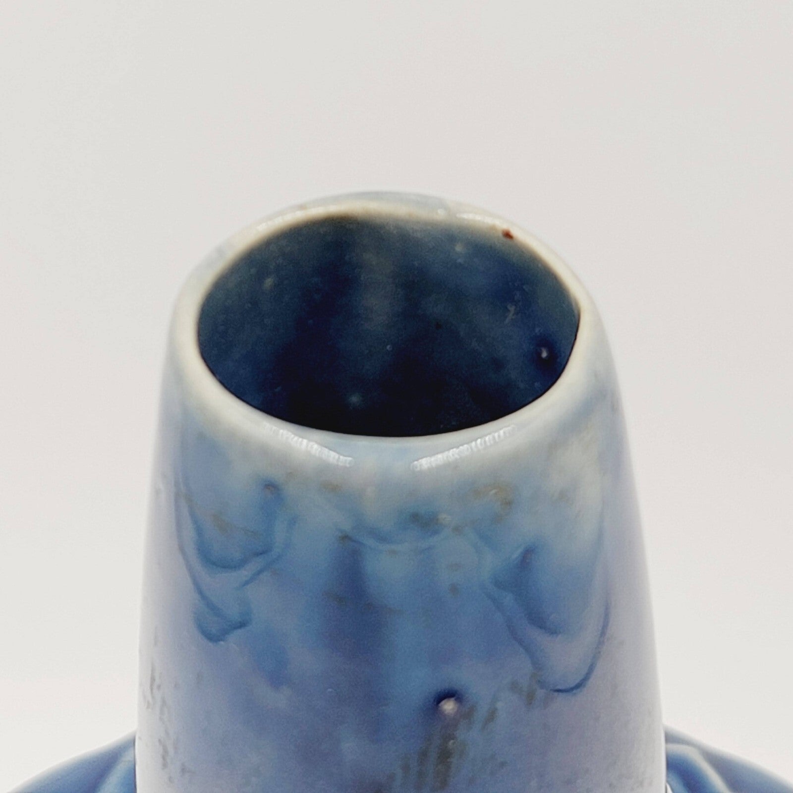 Art Pottery Vase Blue Glazed Geanie Bottle Decorative 8"