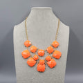 Orange Acrylic Bib Necklace Gold tone 16"-18"