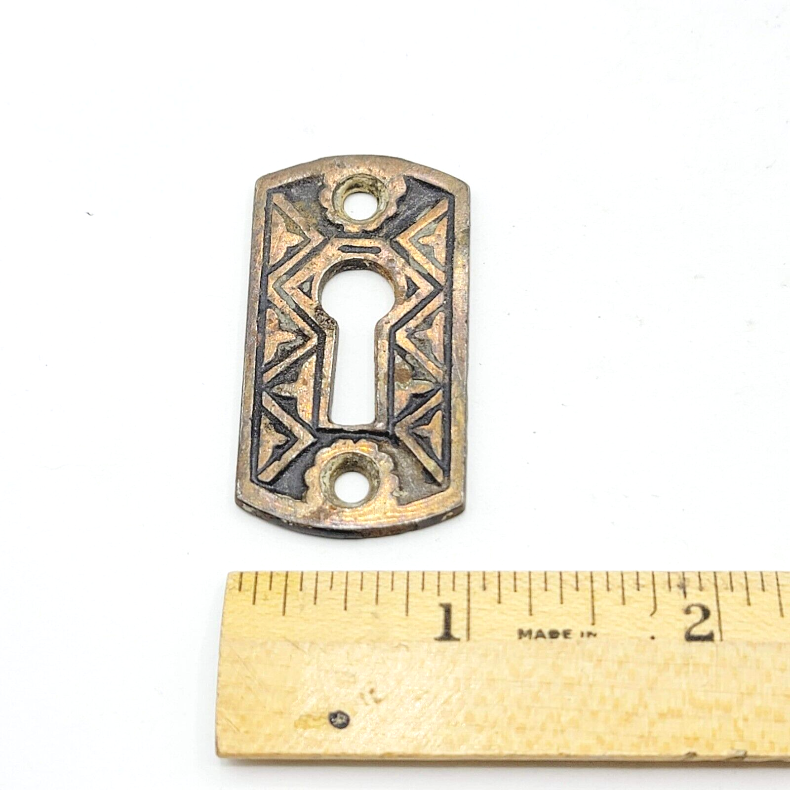 Vintage Cast Iron Eastlake Skeleton Key hole Escutcheon Salvage 1.75"x 1"   7012