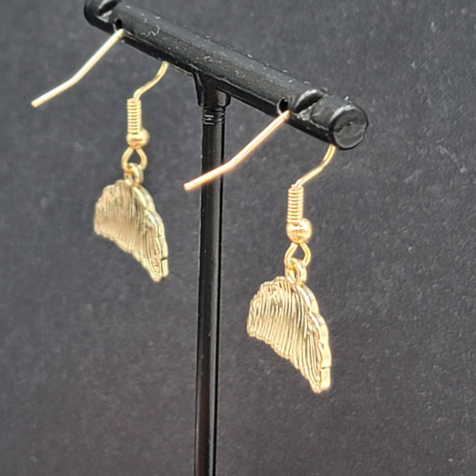 Croissant Bread Pierced Earrings Gold tone Dangle New 1/2"