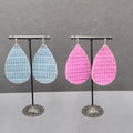 Pierced Earrings Purple Blue Teardrop Fabric Dangle 2.5"