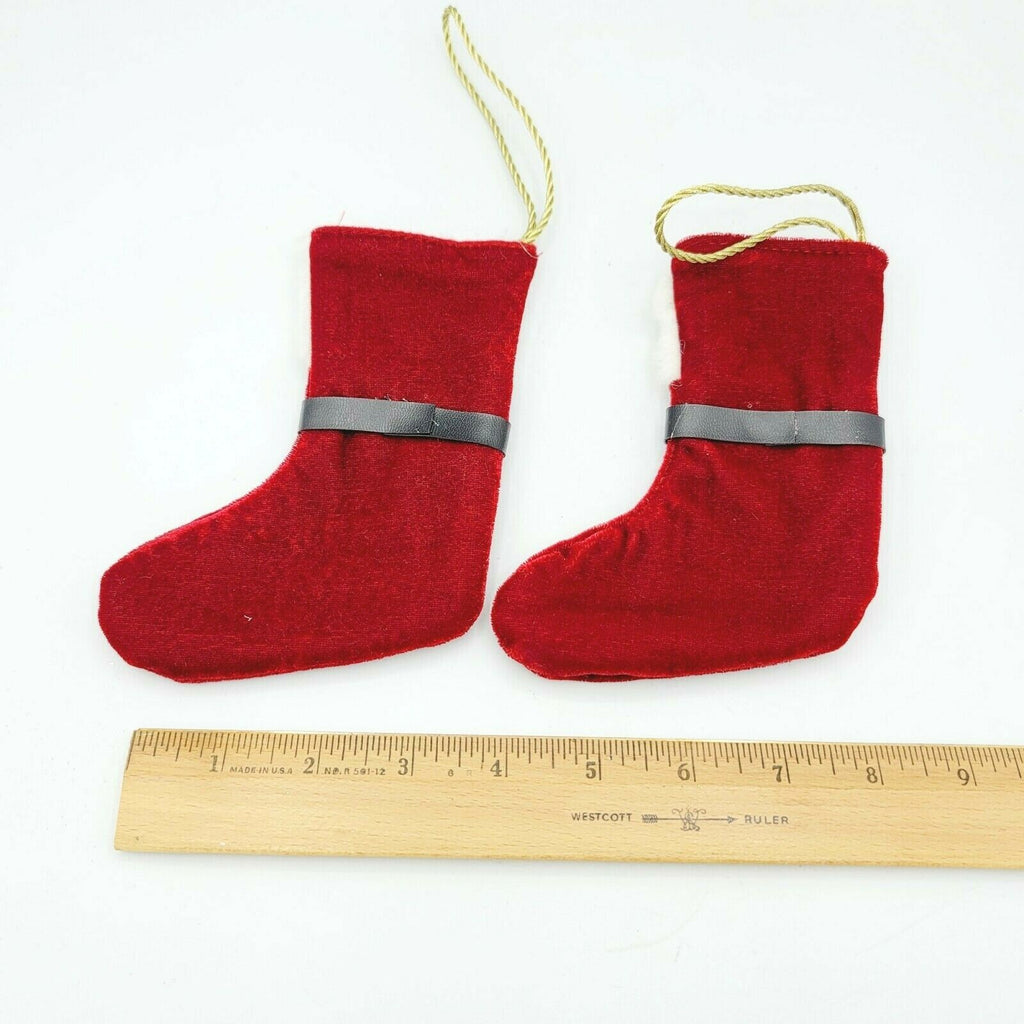 Lot of 2 Red Velvet Christmas stockings Ornaments Gifts 5 in