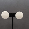 Vintage Clip on Earrings Large White Acrylic Dome Round Pin-up 1 1/8"