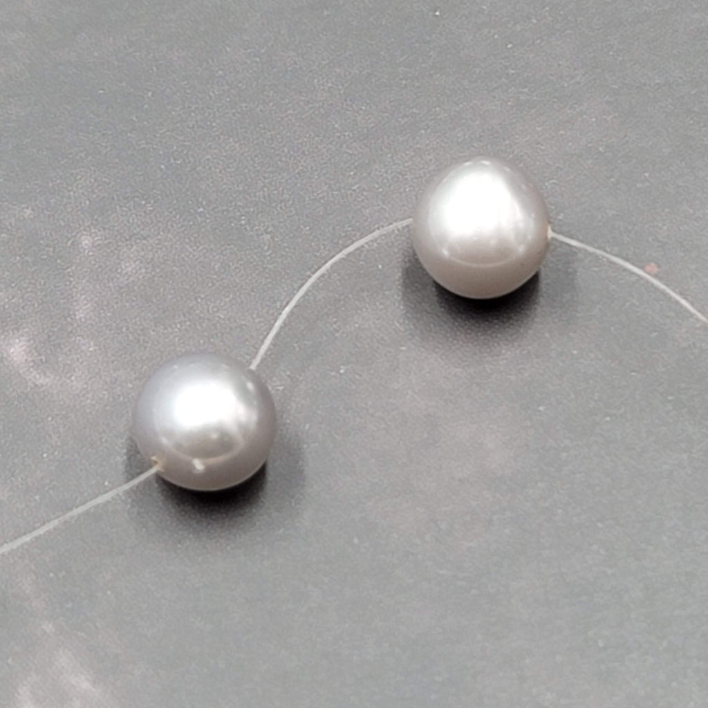 Sterling Silver Real Gray Pearl Station Necklace 16"