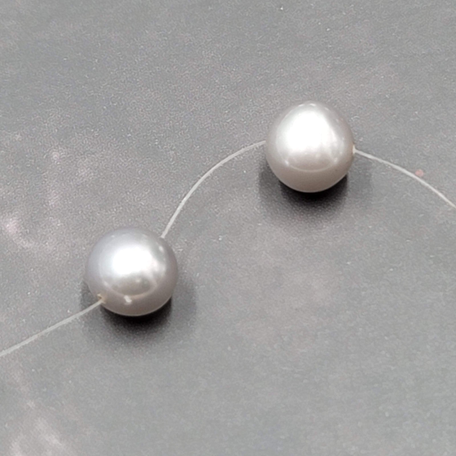 Sterling Silver Real Gray Pearl Station Necklace 16"