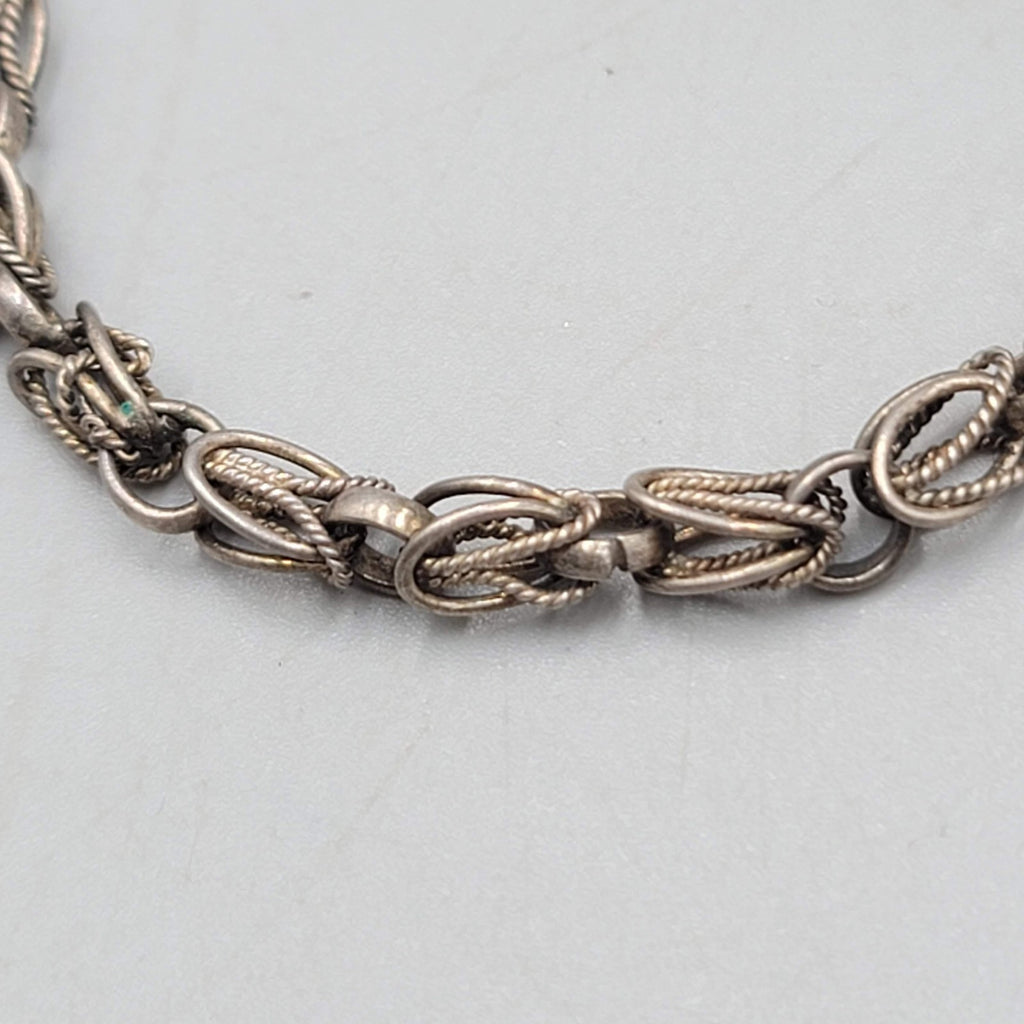 Vintage Byzantine Chain Bracelet Silver Tone Small Spring Ring Clasp 6 in