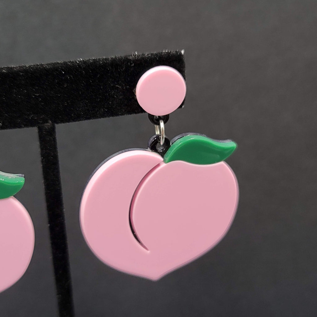Pierced Earrings Pink Peach Large Statement Acrylic Dangle 2"