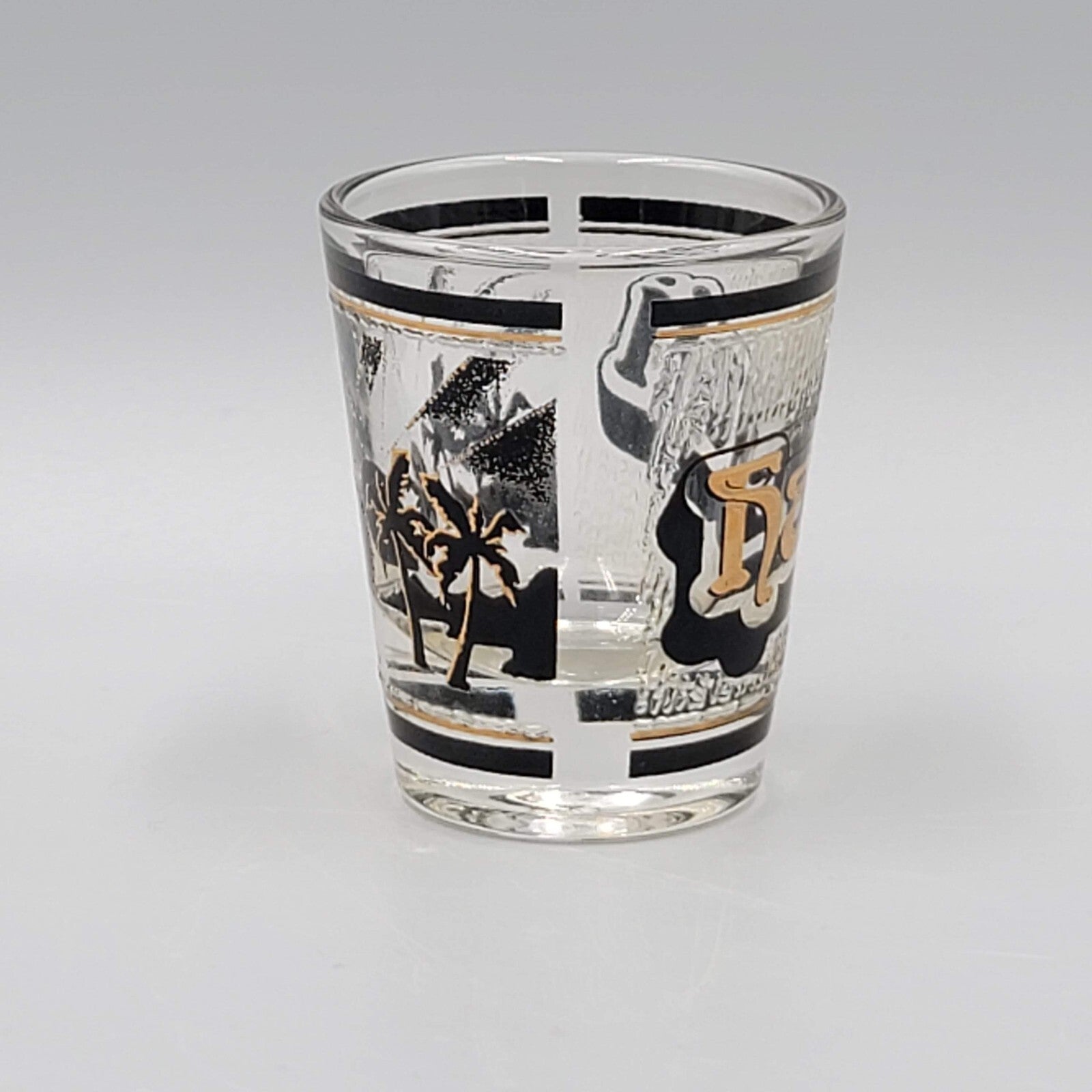 Vintage HAWAII Shot Glass Black and Gold Libbey Souvenir