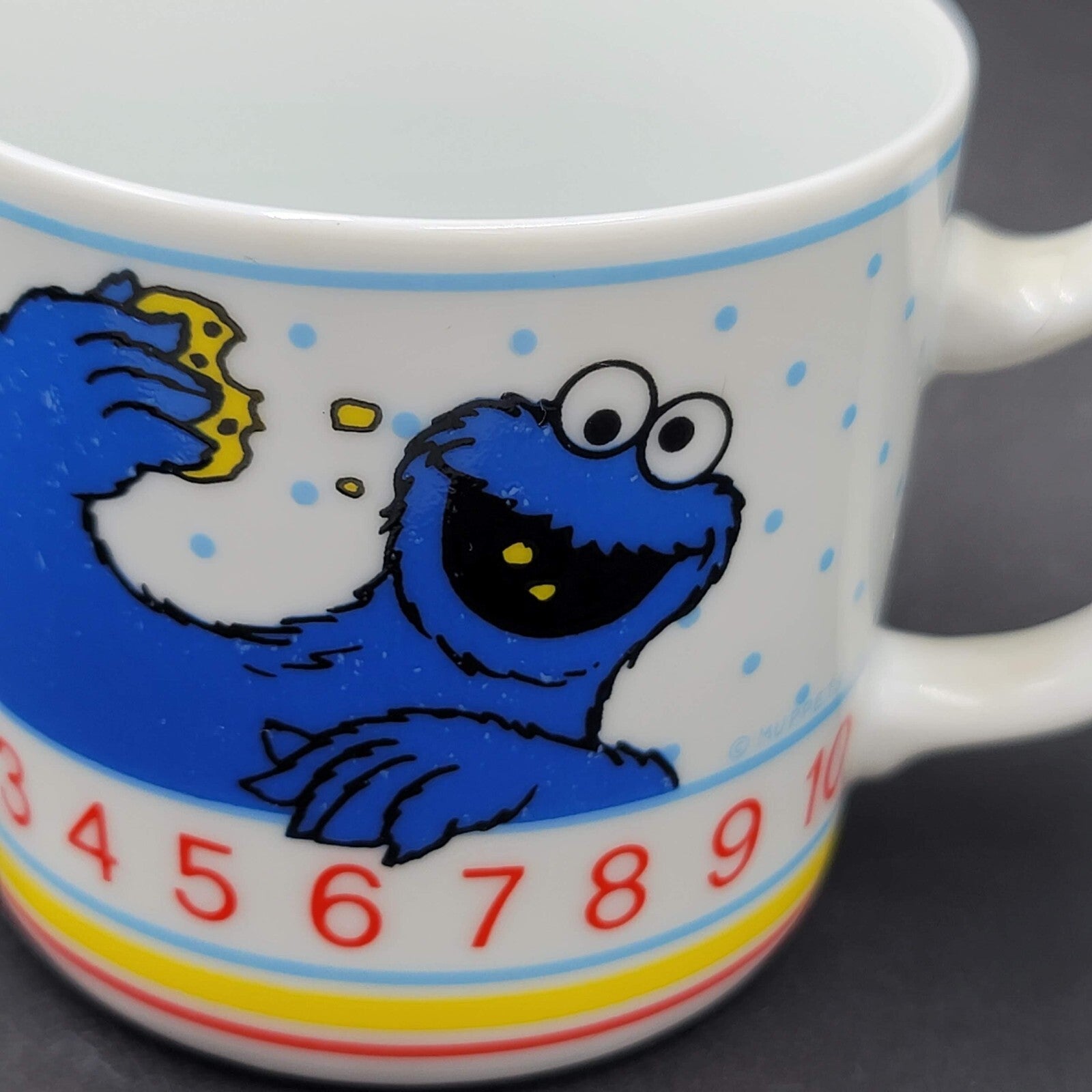 Sesame Street Cookie Monster Counting Made In Japan Porcelain 4 oz Coffee Mug