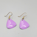 Vintage Pierced Earrings Gold tone Purple Enamel over Metal Dangle 1"