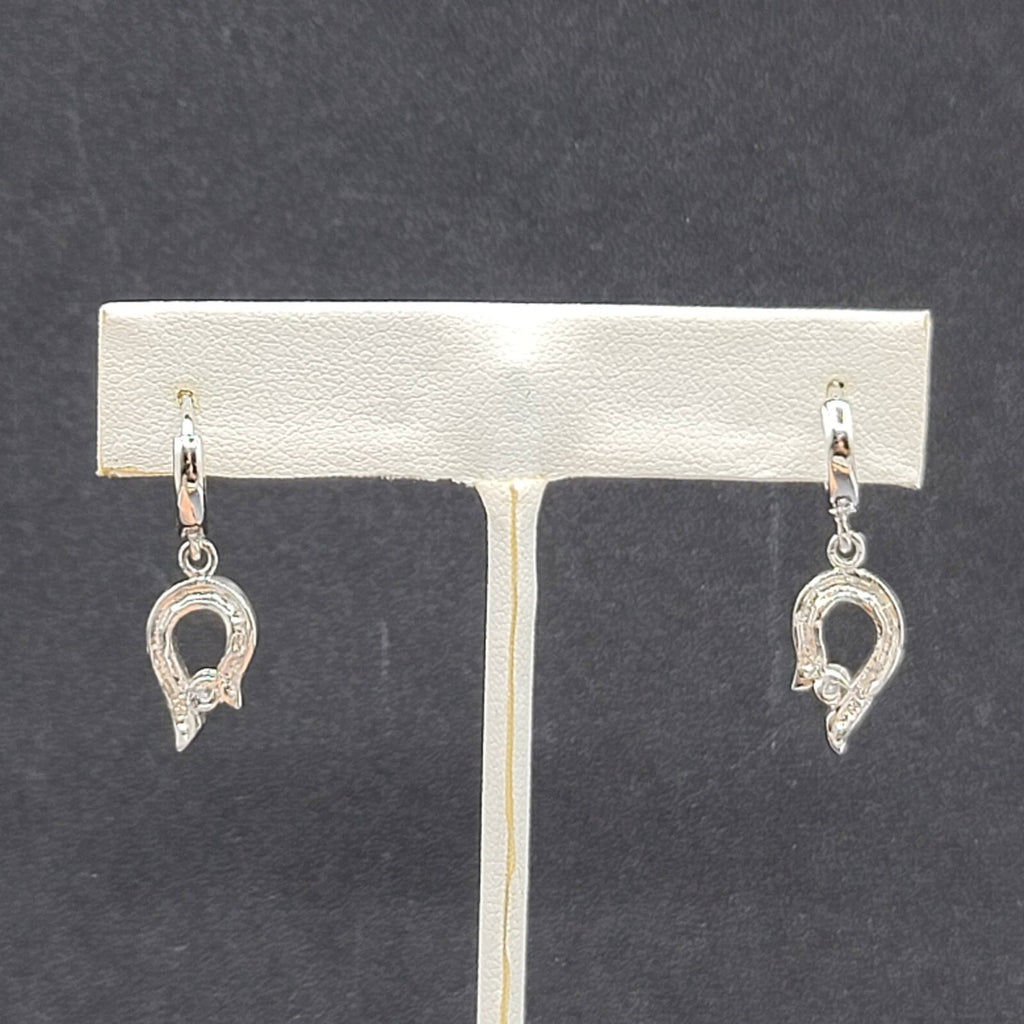 Pierced Earrings Silver tone Crystal Huggie Hoops Dangle 3/4"